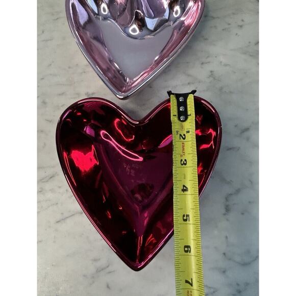 (2) NWT Heart Candy Dish Shiny Pink Red Metallic Bowls Valentines Kohls MSRP $36 - Picture 9 of 12
